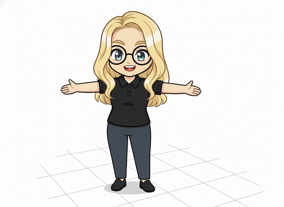 Brit, the VidBrainz assistant, with her arms open